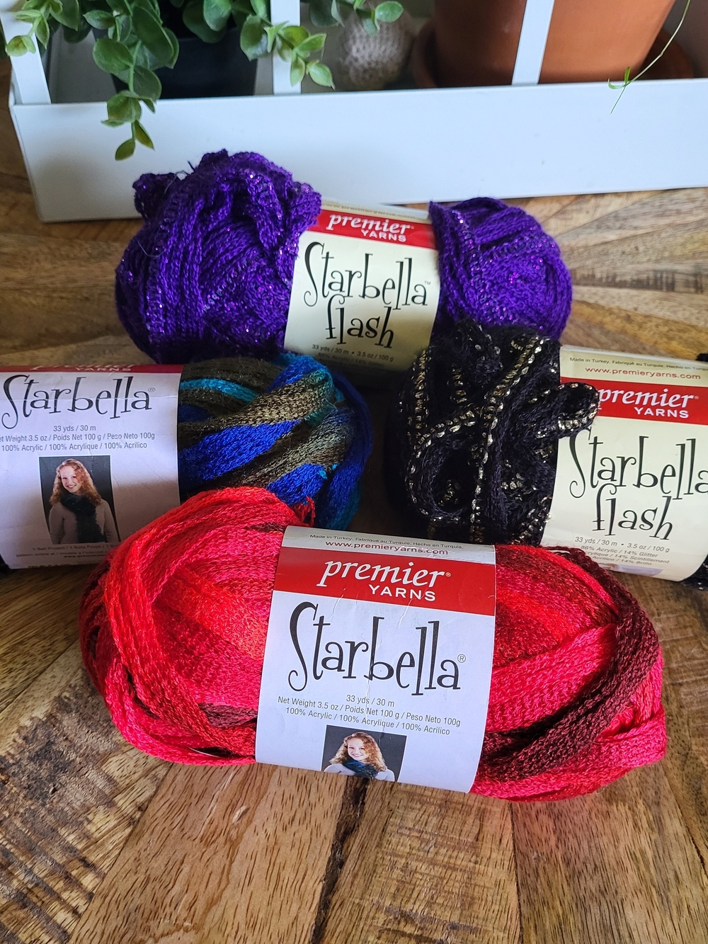 Premier Yarns Starbella & Starbella Flash Yarn Lot Of 4 Skiens In Various Colors